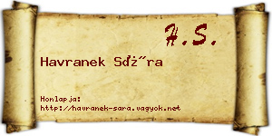 Havranek Sára névjegykártya